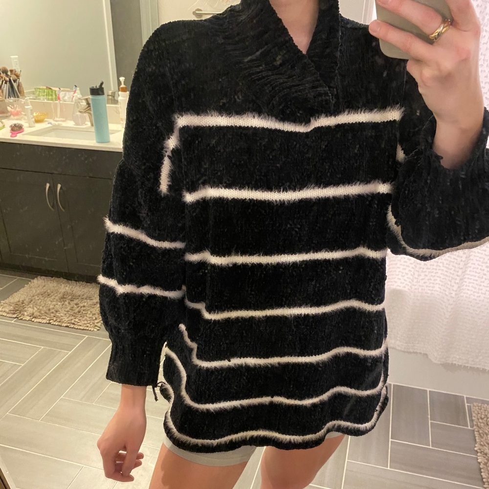 Dark Navy Knit Striped Sweater
